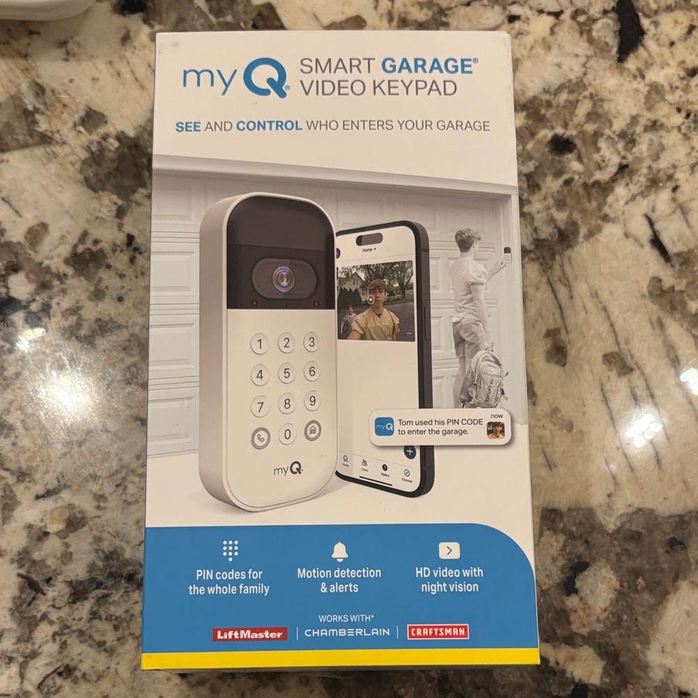 Smart Garage Video Keypad - White and Black